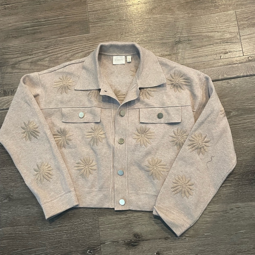 Cyrus Beige Embroidered Cardigan